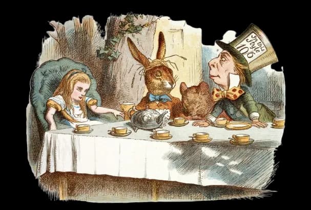 Ilustração colorida de John Tenniel para The Nursery Alice