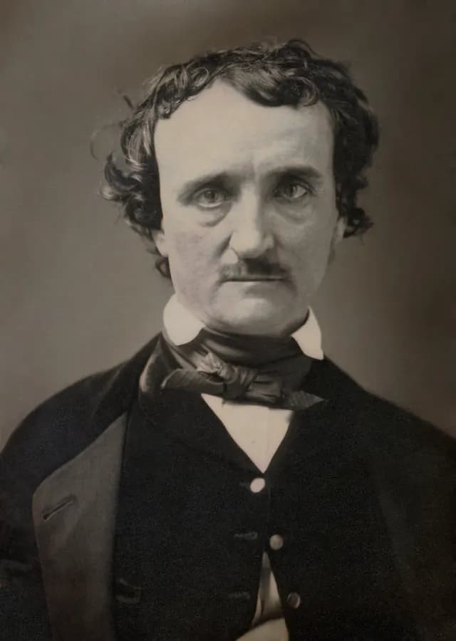 Retrato restaurado de Edgar Allan Poe, de bigode e casaco escuro