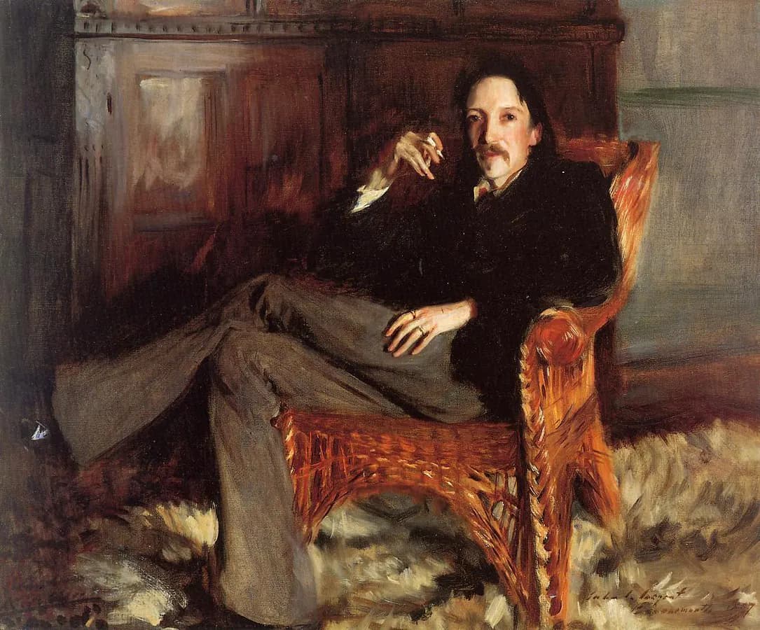 Robert Louis Stevenson seduto, ritratto da John Singer Sargent