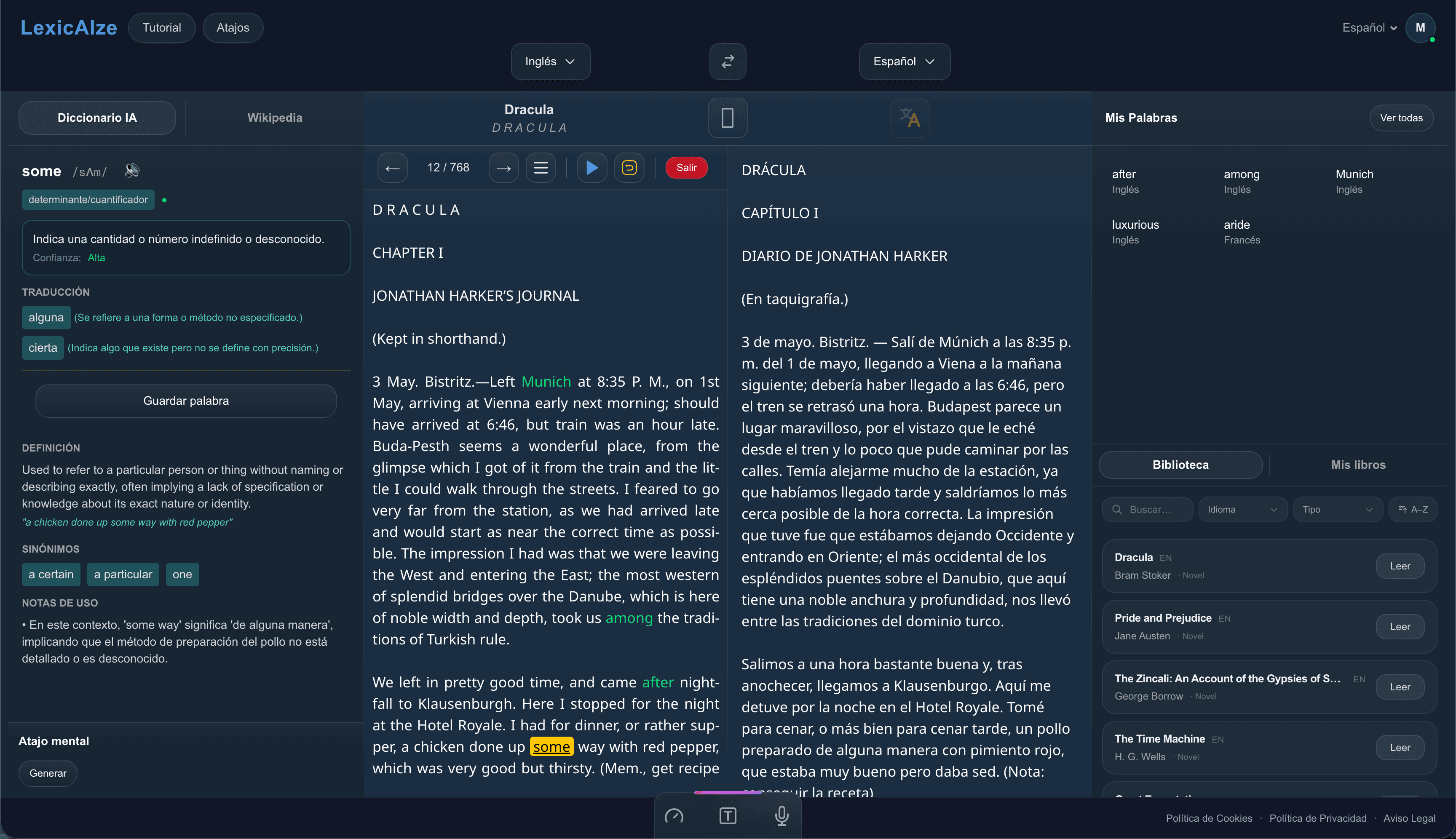 LexicAIze — Reading interface with contextual dictionary